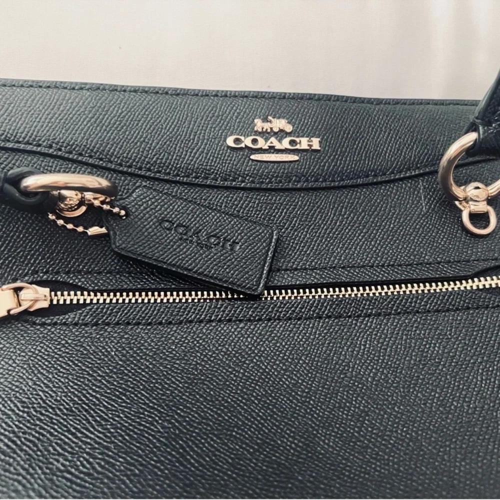 New Coach Black Leather Kailey Carryall purse bag Satchel $498 - Picture 6 of 7